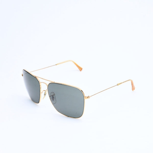 RAYBAN レイバン スクエアフレーム ダブルブリッジ サングラス U.S.A製 メタル ゴールド金具 良品 中古 4a008620