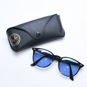 極美品 RAYBAN レイバン サングラス RB 4259 イタリア製 メタル ブラック ブルー シルバー金具 中古 4a008619