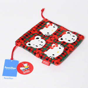 新品未使用 familiar ファミリア × HELLO KITTY ハローキティ 巾着 770347 XF チェック柄 中古 4a009217