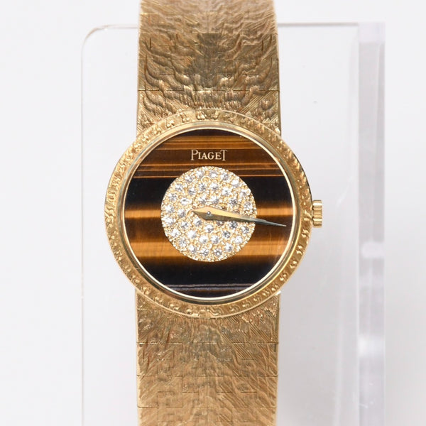 Very good condition PIAGET watch 924A23 Weight approx. 66.91g 18KYG 750 stamp Pave diamond Tiger eye dial 750 stamp Manual winding Used 4a009218