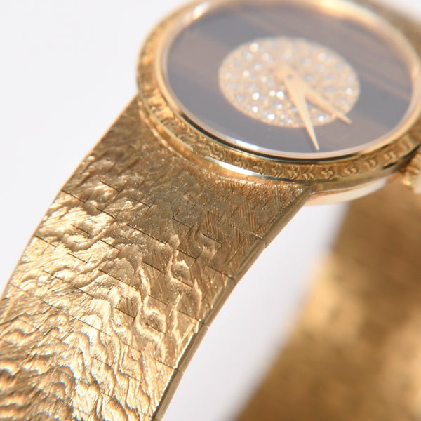 Very good condition PIAGET watch 924A23 Weight approx. 66.91g 18KYG 750 stamp Pave diamond Tiger eye dial 750 stamp Manual winding Used 4a009218