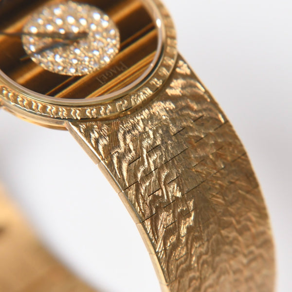 Very good condition PIAGET watch 924A23 Weight approx. 66.91g 18KYG 750 stamp Pave diamond Tiger eye dial 750 stamp Manual winding Used 4a009218