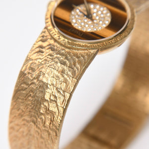 Very good condition PIAGET watch 924A23 Weight approx. 66.91g 18KYG 750 stamp Pave diamond Tiger eye dial 750 stamp Manual winding Used 4a009218