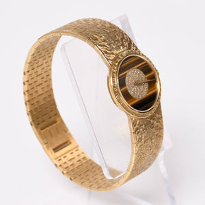 Very good condition PIAGET watch 924A23 Weight approx. 66.91g 18KYG 750 stamp Pave diamond Tiger eye dial 750 stamp Manual winding Used 4a009218