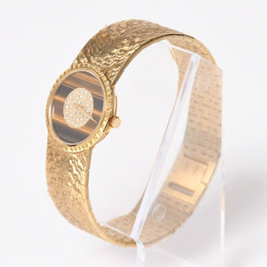 Very good condition PIAGET watch 924A23 Weight approx. 66.91g 18KYG 750 stamp Pave diamond Tiger eye dial 750 stamp Manual winding Used 4a009218