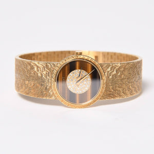 Very good condition PIAGET watch 924A23 Weight approx. 66.91g 18KYG 750 stamp Pave diamond Tiger eye dial 750 stamp Manual winding Used 4a009218