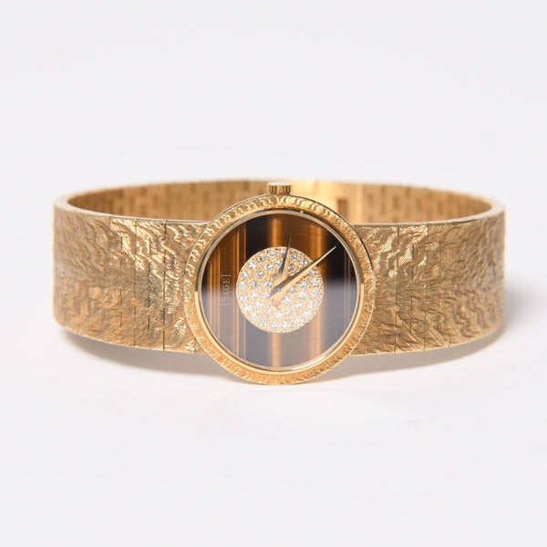 Very good condition PIAGET watch 924A23 Weight approx. 66.91g 18KYG 750 stamp Pave diamond Tiger eye dial 750 stamp Manual winding Used 4a009218