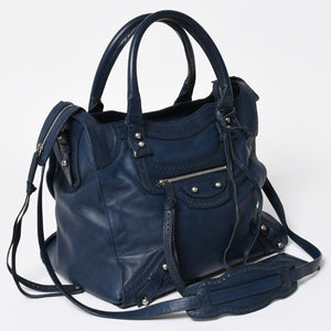 BALENCIAGA バレンシアガ Riva Cityリヴァシティ 2WAY ハンドバッグ 266434 ショルダーバッグ パンチング シルバー金具 美品 中古 4a009348
