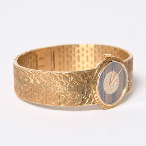 Very good condition PIAGET watch 924A23 Weight approx. 66.91g 18KYG 750 stamp Pave diamond Tiger eye dial 750 stamp Manual winding Used 4a009218