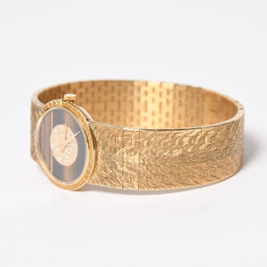Very good condition PIAGET watch 924A23 Weight approx. 66.91g 18KYG 750 stamp Pave diamond Tiger eye dial 750 stamp Manual winding Used 4a009218