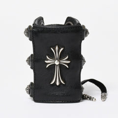 Very Good Condition CHROME HEARTS Punk Bracelet CH Cross Cross Ball Black Silver Hardware Size 8 Used 4a009360
