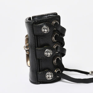 Very Good Condition CHROME HEARTS Punk Bracelet CH Cross Cross Ball Black Silver Hardware Size 8 Used 4a009360