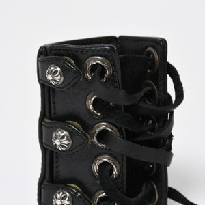 Very Good Condition CHROME HEARTS Punk Bracelet CH Cross Cross Ball Black Silver Hardware Size 8 Used 4a009360