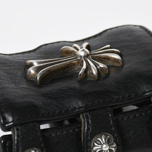 Very Good Condition CHROME HEARTS Punk Bracelet CH Cross Cross Ball Black Silver Hardware Size 8 Used 4a009360