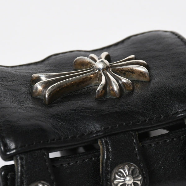 Very Good Condition CHROME HEARTS Punk Bracelet CH Cross Cross Ball Black Silver Hardware Size 8 Used 4a009360