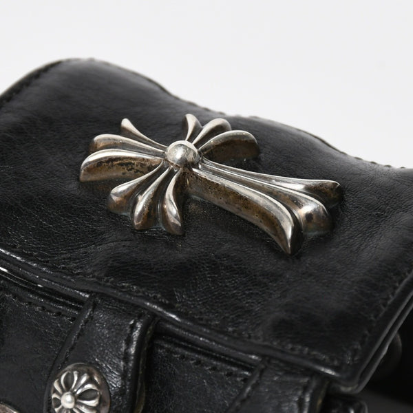 Very Good Condition CHROME HEARTS Punk Bracelet CH Cross Cross Ball Black Silver Hardware Size 8 Used 4a009360