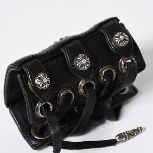 Very Good Condition CHROME HEARTS Punk Bracelet CH Cross Cross Ball Black Silver Hardware Size 8 Used 4a009360