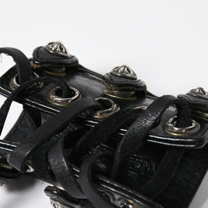 Very Good Condition CHROME HEARTS Punk Bracelet CH Cross Cross Ball Black Silver Hardware Size 8 Used 4a009360