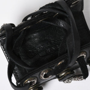 Very Good Condition CHROME HEARTS Punk Bracelet CH Cross Cross Ball Black Silver Hardware Size 8 Used 4a009360