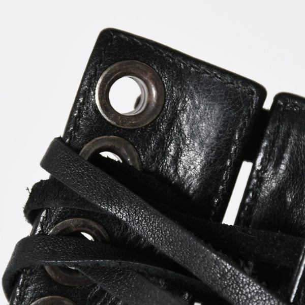 Very Good Condition CHROME HEARTS Punk Bracelet CH Cross Cross Ball Black Silver Hardware Size 8 Used 4a009360