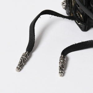 Very Good Condition CHROME HEARTS Punk Bracelet CH Cross Cross Ball Black Silver Hardware Size 8 Used 4a009360