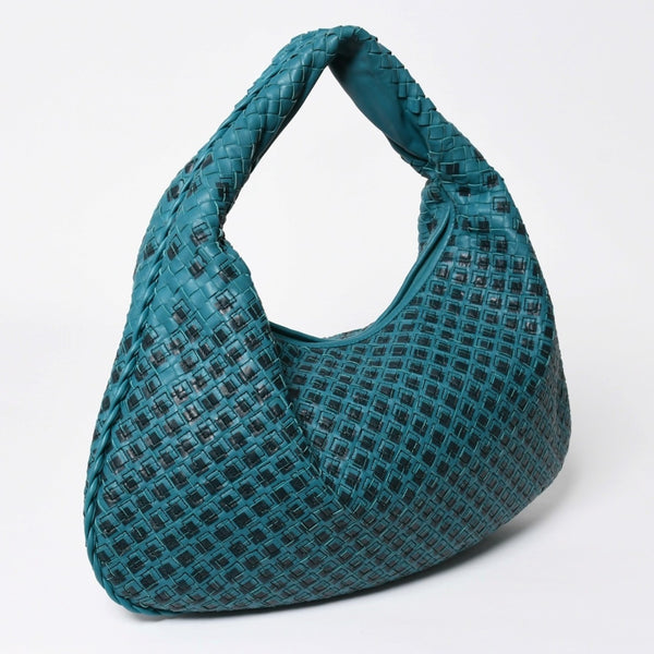 Very Good Condition BOTTEGA VENETA Bottega Veneta Hobo One Shoulder Bag Intrecciato Leather B04904647H Emerald Green Black Used 4a009351