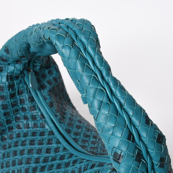 Very Good Condition BOTTEGA VENETA Bottega Veneta Hobo One Shoulder Bag Intrecciato Leather B04904647H Emerald Green Black Used 4a009351