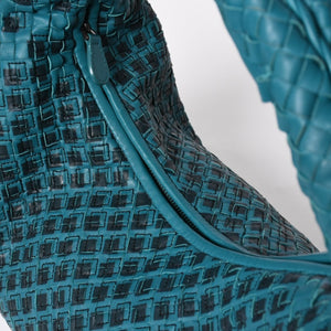 Very Good Condition BOTTEGA VENETA Bottega Veneta Hobo One Shoulder Bag Intrecciato Leather B04904647H Emerald Green Black Used 4a009351