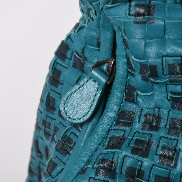 Very Good Condition BOTTEGA VENETA Bottega Veneta Hobo One Shoulder Bag Intrecciato Leather B04904647H Emerald Green Black Used 4a009351
