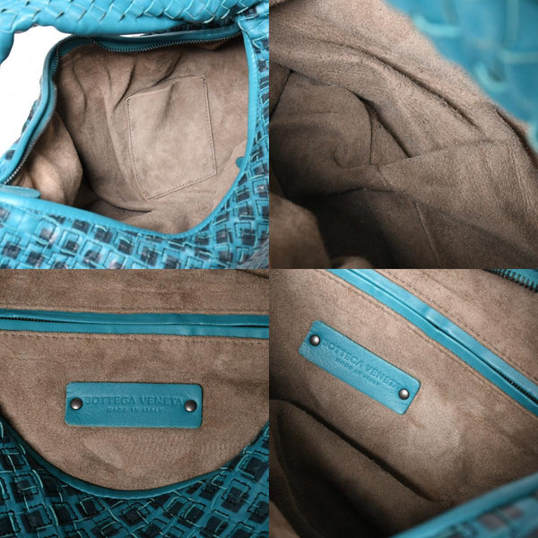 Very Good Condition BOTTEGA VENETA Bottega Veneta Hobo One Shoulder Bag Intrecciato Leather B04904647H Emerald Green Black Used 4a009351