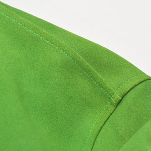 Very Good Condition HERMES Suede Zip-Up Jacket Cotton Cashmere Cow Leather Green Silver Hardware Size 48 Used 4a009232