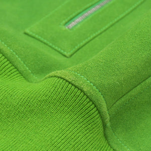 Very Good Condition HERMES Suede Zip-Up Jacket Cotton Cashmere Cow Leather Green Silver Hardware Size 48 Used 4a009232