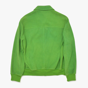 Very Good Condition HERMES Suede Zip-Up Jacket Cotton Cashmere Cow Leather Green Silver Hardware Size 48 Used 4a009232