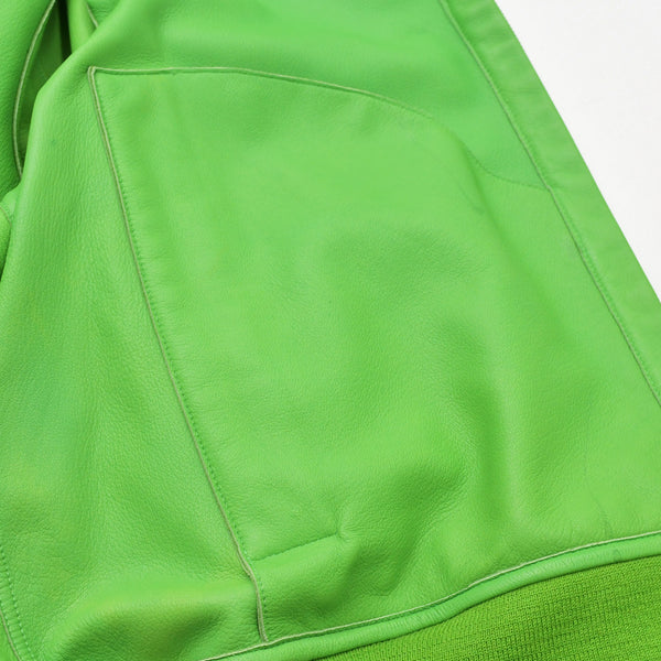 Very Good Condition HERMES Suede Zip-Up Jacket Cotton Cashmere Cow Leather Green Silver Hardware Size 48 Used 4a009232