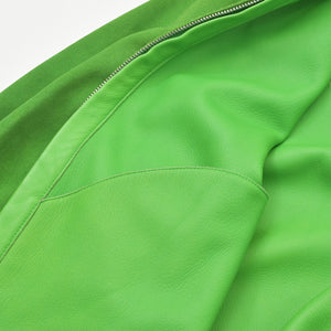 Very Good Condition HERMES Suede Zip-Up Jacket Cotton Cashmere Cow Leather Green Silver Hardware Size 48 Used 4a009232