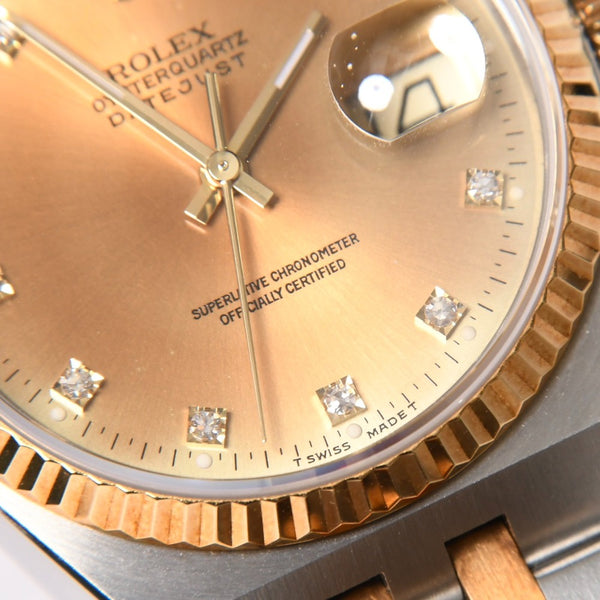 ROLEX datejust oyster quartz ロレックス デイトジャスト 腕時計 17013G 重量約128.39g SS YG シャンパン文字盤 ダイヤ 美品 中古 4a009150
