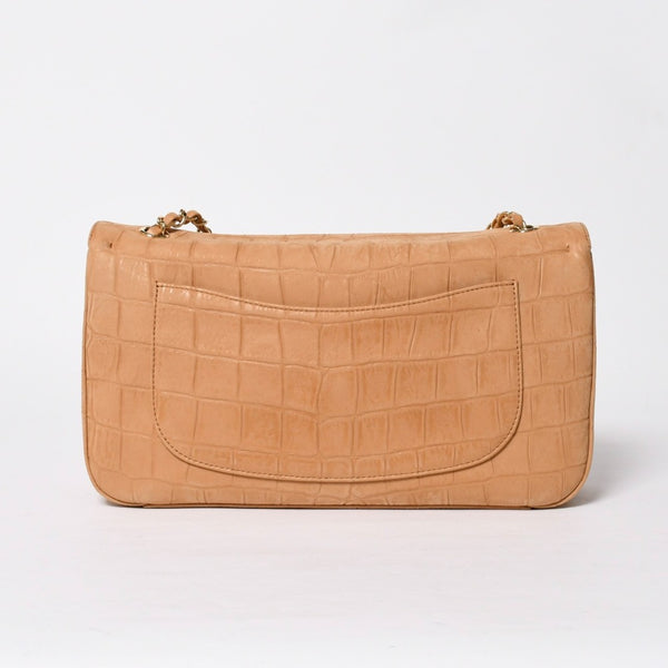 新品未使用品 CHANEL シャネル マキシ Wチェーンショルダーバッグ AS6627 ランダム番台 ココマーク カーフスキン キャメル ブラウン 中古 4a009225