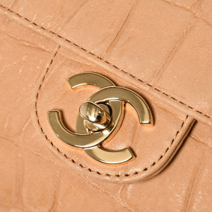 新品未使用品 CHANEL シャネル マキシ Wチェーンショルダーバッグ AS6627 ランダム番台 ココマーク カーフスキン キャメル ブラウン 中古 4a009225