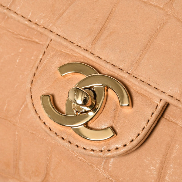 新品未使用品 CHANEL シャネル マキシ Wチェーンショルダーバッグ AS6627 ランダム番台 ココマーク カーフスキン キャメル ブラウン 中古 4a009225