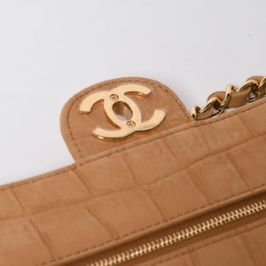 新品未使用品 CHANEL シャネル マキシ Wチェーンショルダーバッグ AS6627 ランダム番台 ココマーク カーフスキン キャメル ブラウン 中古 4a009225