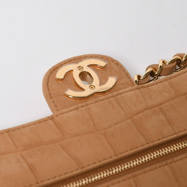 新品未使用品 CHANEL シャネル マキシ Wチェーンショルダーバッグ AS6627 ランダム番台 ココマーク カーフスキン キャメル ブラウン 中古 4a009225