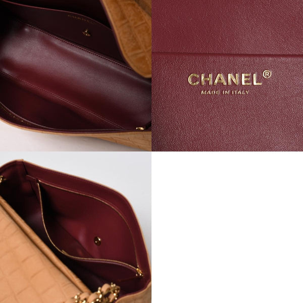 新品未使用品 CHANEL シャネル マキシ Wチェーンショルダーバッグ AS6627 ランダム番台 ココマーク カーフスキン キャメル ブラウン 中古 4a009225