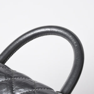 極美品 CHANEL シャネル トップハンドル フラップ XS 2WAYバッグ A92990 29番台 ココマーク エイジドカーフ シルバー 中古 4a009147