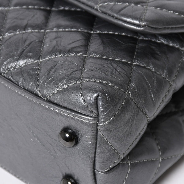 極美品 CHANEL シャネル トップハンドル フラップ XS 2WAYバッグ A92990 29番台 ココマーク エイジドカーフ シルバー 中古 4a009147