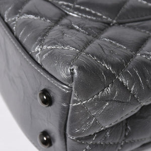 極美品 CHANEL シャネル トップハンドル フラップ XS 2WAYバッグ A92990 29番台 ココマーク エイジドカーフ シルバー 中古 4a009147