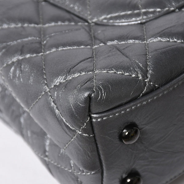 極美品 CHANEL シャネル トップハンドル フラップ XS 2WAYバッグ A92990 29番台 ココマーク エイジドカーフ シルバー 中古 4a009147