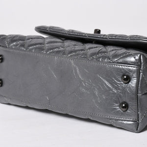 極美品 CHANEL シャネル トップハンドル フラップ XS 2WAYバッグ A92990 29番台 ココマーク エイジドカーフ シルバー 中古 4a009147