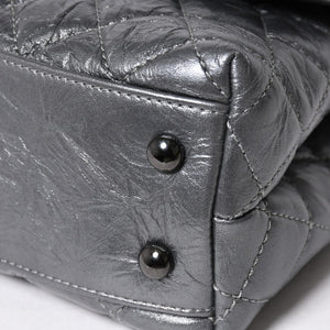 極美品 CHANEL シャネル トップハンドル フラップ XS 2WAYバッグ A92990 29番台 ココマーク エイジドカーフ シルバー 中古 4a009147