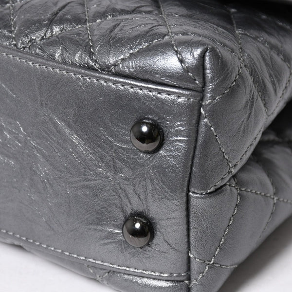 極美品 CHANEL シャネル トップハンドル フラップ XS 2WAYバッグ A92990 29番台 ココマーク エイジドカーフ シルバー 中古 4a009147
