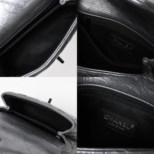 極美品 CHANEL シャネル トップハンドル フラップ XS 2WAYバッグ A92990 29番台 ココマーク エイジドカーフ シルバー 中古 4a009147